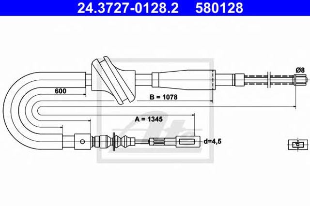 Cable de freno de mano trasero izquierdo 24372701282 ATE