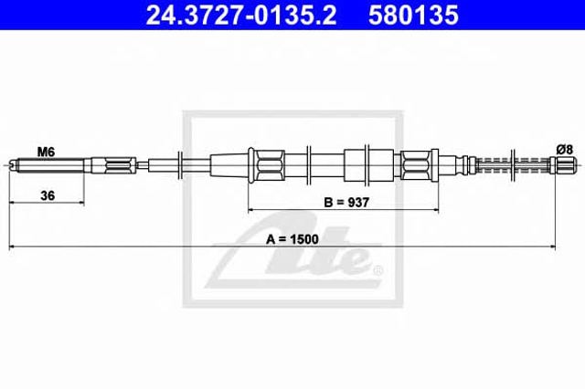 Cable de freno de mano trasero derecho/izquierdo 24372701352 ATE