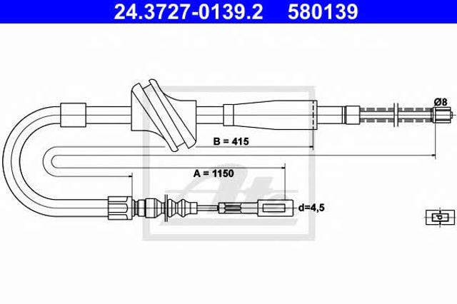 Cable de freno de mano trasero derecho 24372701392 ATE