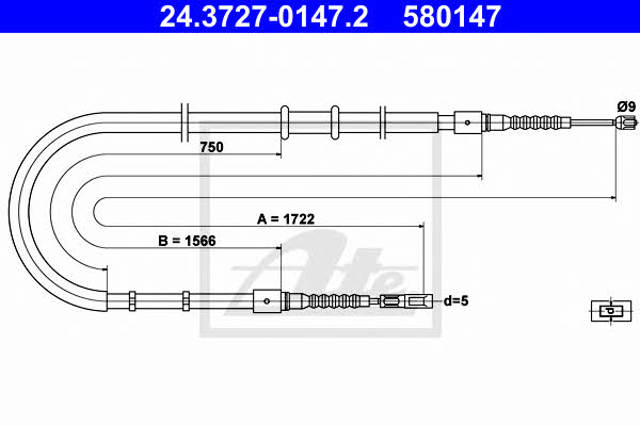Cable de freno de mano trasero derecho/izquierdo 24372701472 ATE