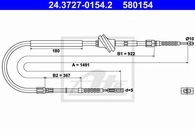 Cable de freno de mano trasero derecho/izquierdo 24372701542 ATE