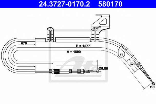 Cable de freno de mano trasero derecho 24372701702 ATE