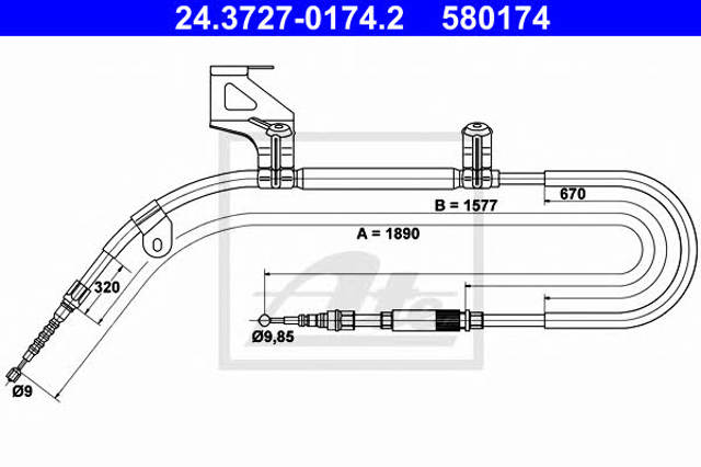 Cable de freno de mano trasero izquierdo 24372701742 ATE