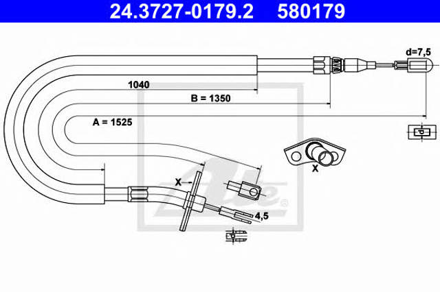Cable de freno de mano trasero izquierdo 24372701792 ATE
