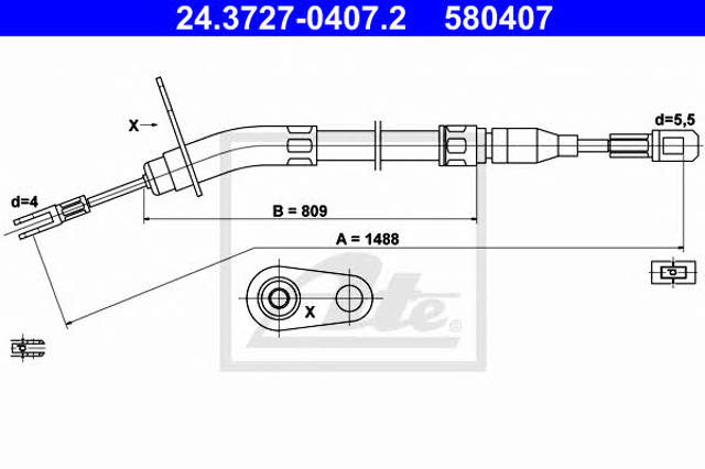 Cable de freno de mano trasero derecho 24372704072 ATE