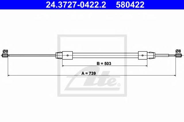 Cable de freno de mano trasero derecho 24372704222 ATE