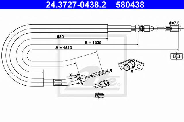 Cable de freno de mano trasero derecho/izquierdo 24372704382 ATE