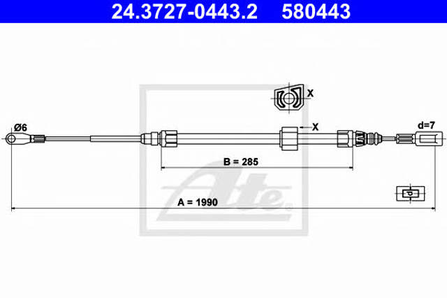 Cable del freno de estacionamiento delantero 24372704432 ATE