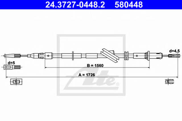 Cable de freno de mano trasero derecho 24372704482 ATE