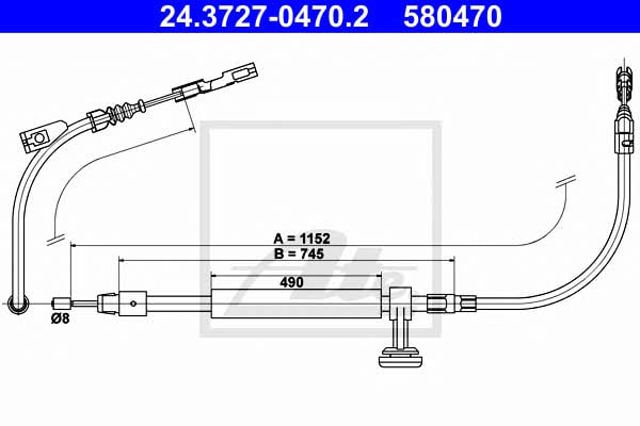 Cable intermedio de freno de mano 24372704702 ATE