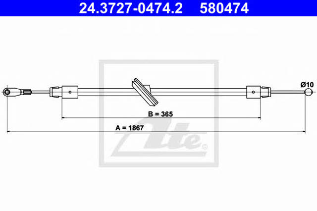 Cable para freno de mano delantero 24372704742 ATE