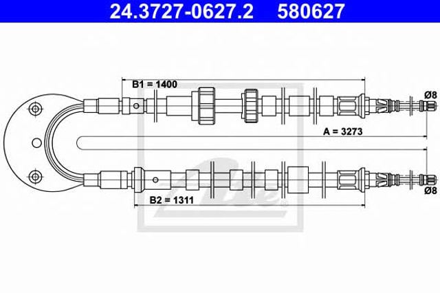 Cable de freno de mano trasero derecho/izquierdo 24372706272 ATE