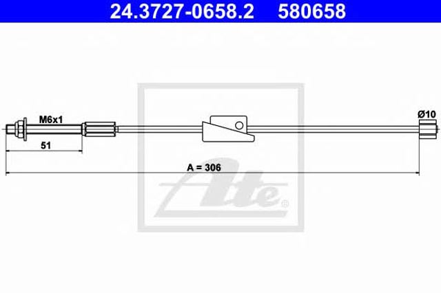 Cable para freno de mano delantero 24372706582 ATE