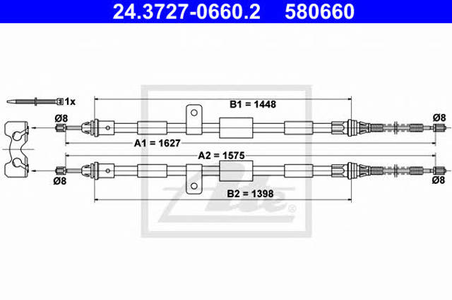 Cable de freno de mano trasero derecho/izquierdo 24372706602 ATE