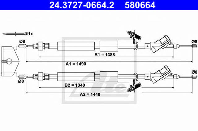 Cable de freno de mano trasero derecho/izquierdo 24372706642 ATE