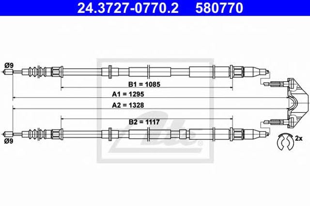 Cable de freno de mano trasero derecho/izquierdo 24372707702 ATE