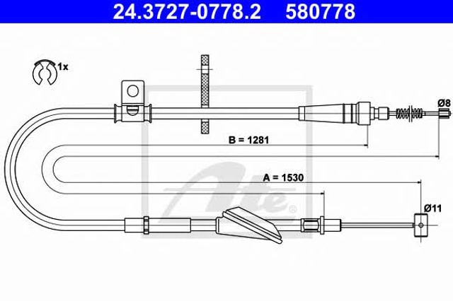 Cable de freno de mano trasero derecho 24372707782 ATE