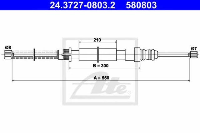 Cable de freno de mano trasero derecho 24372708032 ATE
