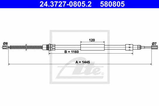 Cable de freno de mano trasero derecho 24372708052 ATE