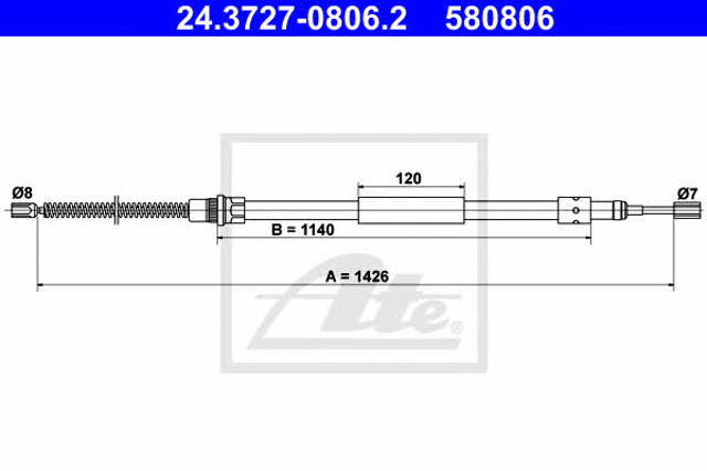 Cable de freno de mano trasero izquierdo 24372708062 ATE