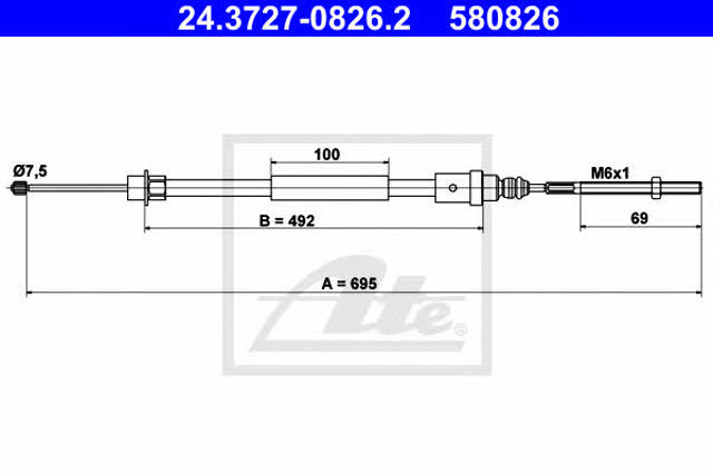 Cable de freno de mano trasero izquierdo 24372708262 ATE