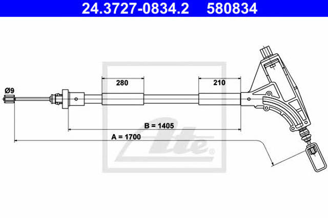 Cable del freno de estacionamiento delantero 24372708342 ATE