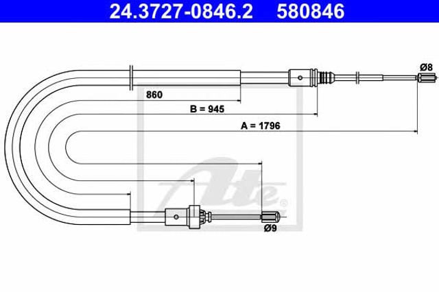 Comprar Cable de freno de mano trasero derecho/izquierdo Peugeot 207  WA, WC a bajo precio