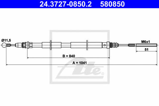 Cable de freno de mano trasero izquierdo 24372708502 ATE