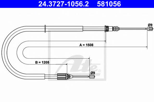 Cable de freno de mano trasero izquierdo 24372710562 ATE