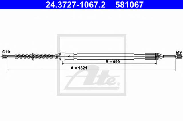 Cable de freno de mano trasero derecho 24372710672 ATE