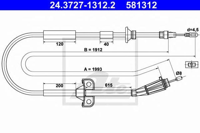 Cable de freno de mano trasero derecho/izquierdo 24372713122 ATE