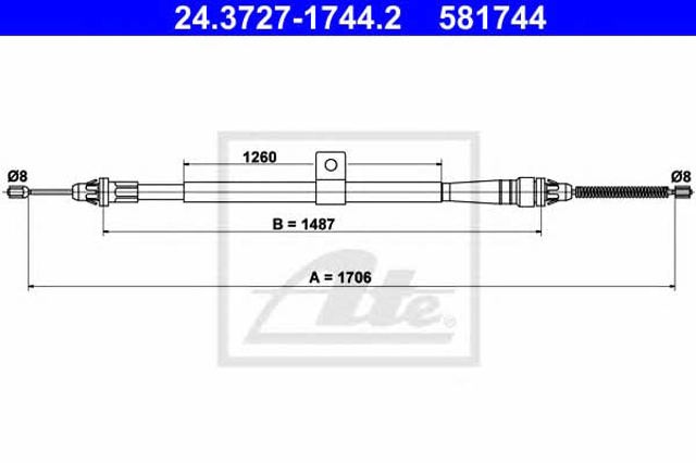 Cable de freno de mano trasero izquierdo 24372717442 ATE