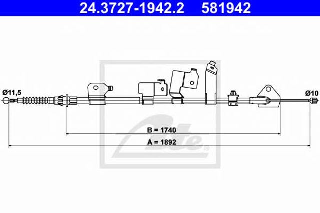 Cable de freno de mano trasero izquierdo 24372719422 ATE