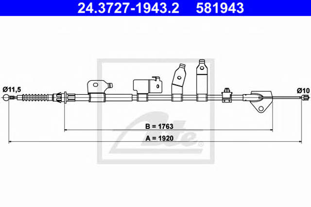 Cable de freno de mano trasero derecho 24372719432 ATE