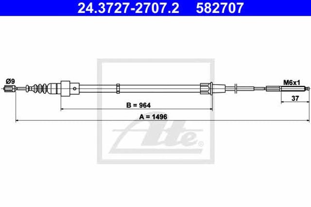 Cable de freno de mano trasero derecho/izquierdo 24372727072 ATE