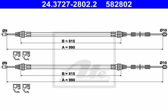 Cable de freno de mano trasero derecho/izquierdo 24372728022 ATE