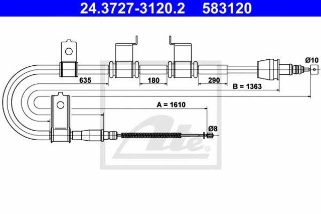 Cable de freno de mano trasero izquierdo 24372731202 ATE