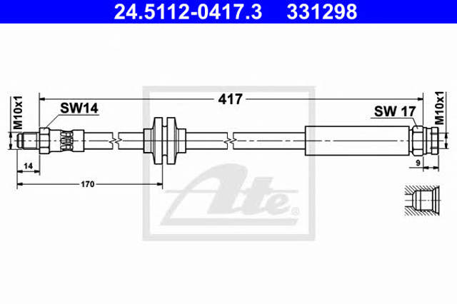 Tubo flexible de frenos delantero para Fiat Linea  (323)