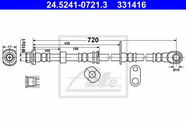 Tubo flexible de frenos delantero izquierdo  24524107213 ATE