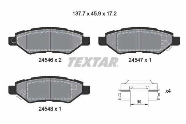 Pastillas de freno traseras 2454601 TEXTAR
