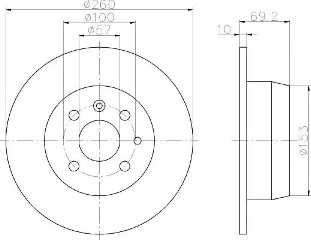 Disco de freno trasero Opel Astra 51, 52, F35, M35