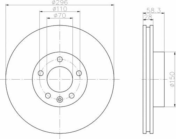 Disco de freno delantero para Opel Omega  (25, 26, 27)