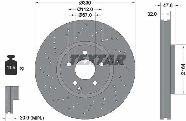 Disco de freno delantero 92124105 TEXTAR
