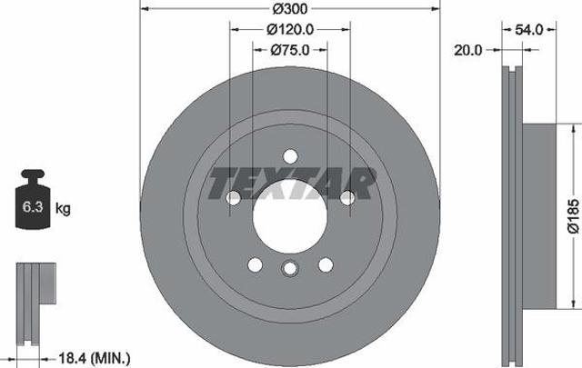 Disco de freno trasero 92196605 TEXTAR