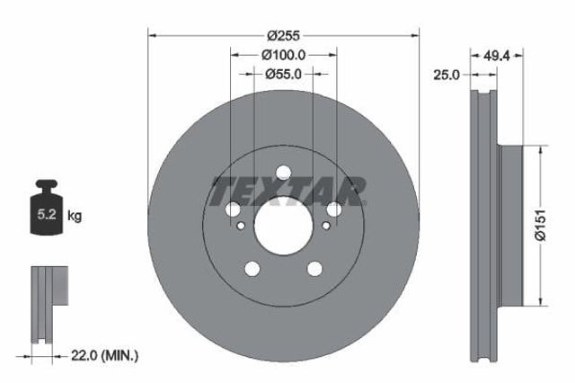 Disco de freno delantero para Toyota Prius (ZVW5)