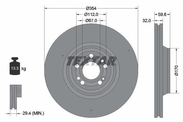 Freno de disco delantero 92306005 TEXTAR