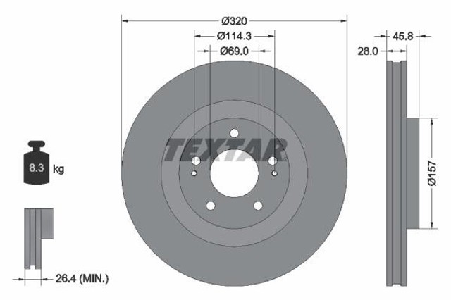 Disco de freno 92306503 TEXTAR
