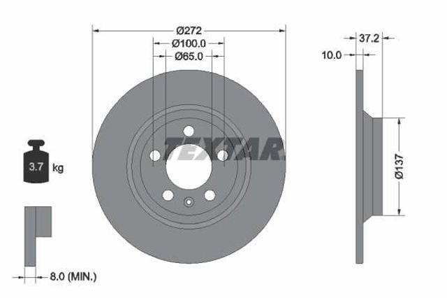 Disco de freno trasero Volkswagen Polo 6 AW1, BZ1, AE1