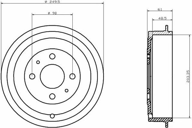 Tambor de freno trasero para Fiat Fiorino 225
