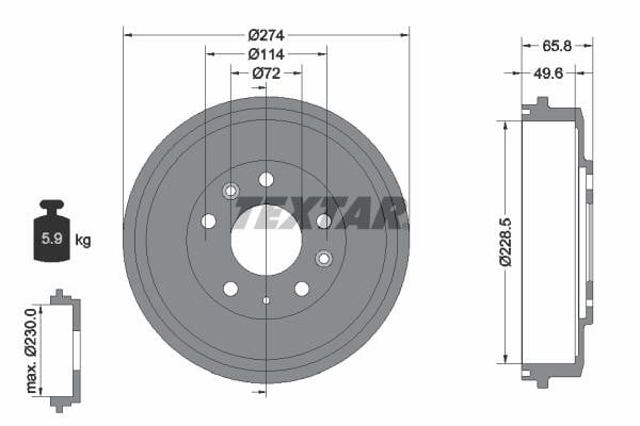 Tambor de freno trasero Mazda 626 V (GF)